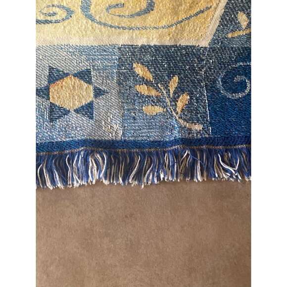 Goodwin Weavers Star of David Throw Blanket 57x45 Judaica Tapestry Cotton Fringe - Picture 7 of 11